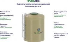Гринлос Емкость стеклопластиковая 15-2300 вертикальная наземная